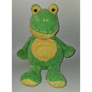 Green Yellow Frog Plush Lovey Sewn Eyes Ribbed Stuffed Animal Best Made Toys